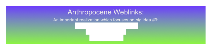 Anthropocene Weblinks: 
An important realization which focuses on big idea #9:
 Humans significantly alter Earth.
National Geographic
Smithsonian Inst 